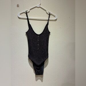 Moeva Women’s One Piece Swimsuit Shimmer Sparkle Brown Sz XS Maximalist Glitter